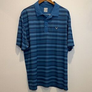 Callaway Men's Blue Striped Golf Polo